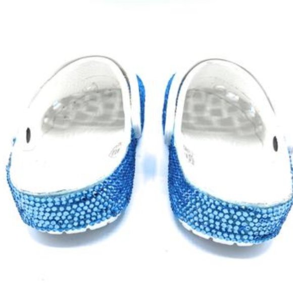 Bling Aqua Blue Rhinestones Studded Customized Clogs Adults - Picture 3 of 11